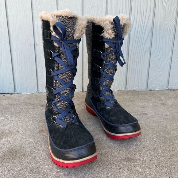 Sorel Tivoli High Herringbone Waterproof Fur Gray Boots Women's - SZ 8 - Picture 2 of 14